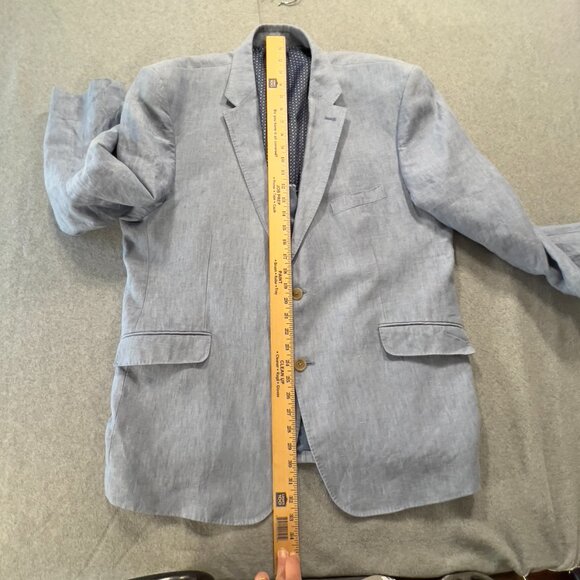 Joseph Abboud Men Sz 46 R 100% Linen Light Blue Blazer Classic Preppy Formal - Picture 6 of 11